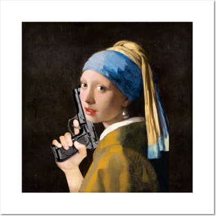 Girl With A Pearl Earring & Gun Posters and Art